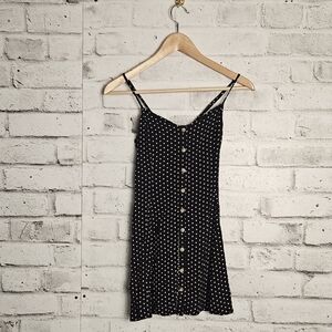 American Eagle Black White Polka Dot Mini Dress Women’s XS Button Front